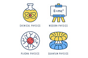 Physics branches color icons set