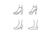 Women formal shoes linear icons set