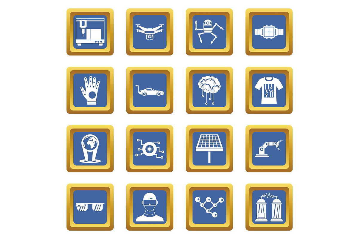 New technologies icons set blue in Illustrations - product preview 8