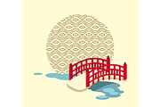 Japanese Bridge over River and