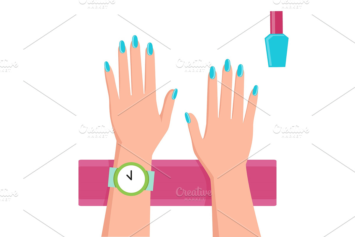 Pretty Blue Manicure Banner Vector in Illustrations - product preview 8