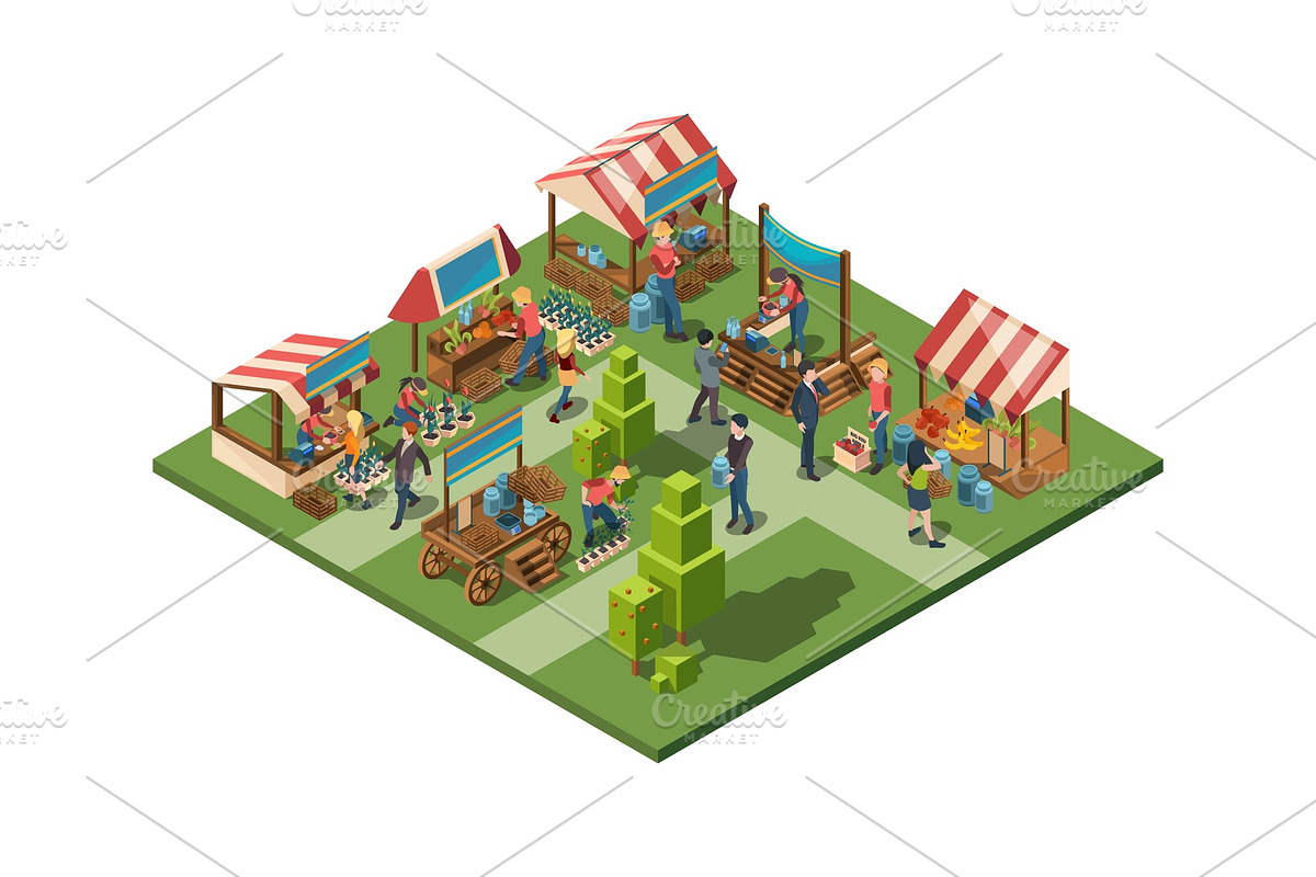 Local market. Farmers selling in Graphics - product preview 8