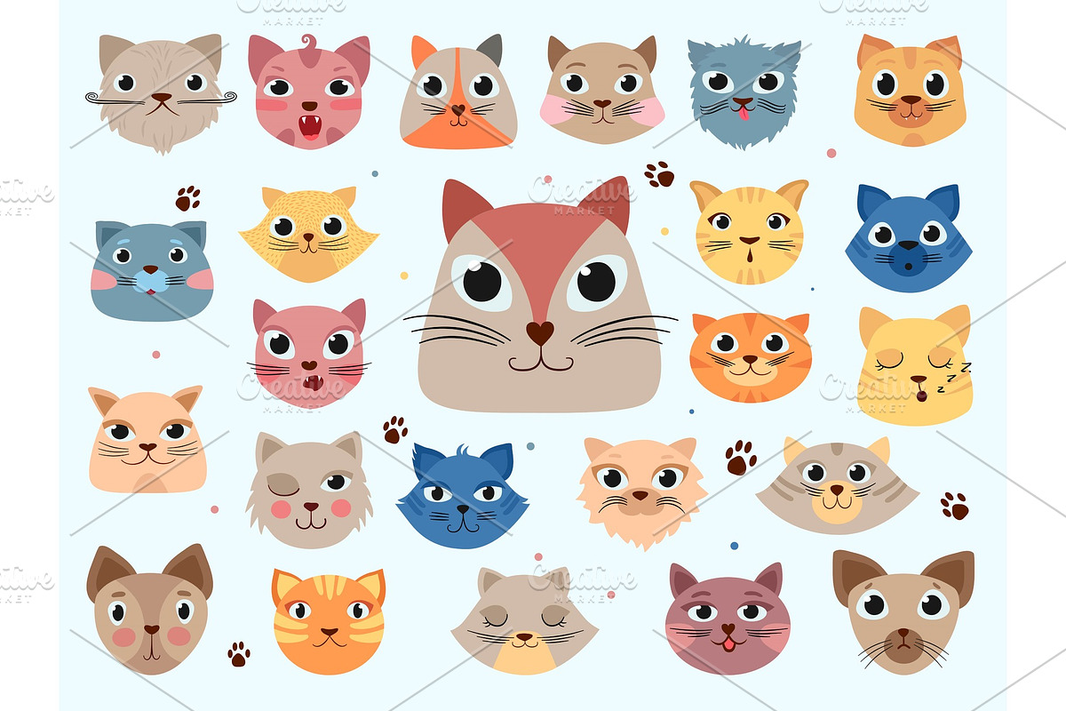 Kitty head. Funny animals domestic in Graphics - product preview 8