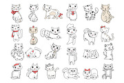 Cats. Domestic pets funny hand drawn