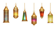 Oriental lamps. Arab lanterns hang