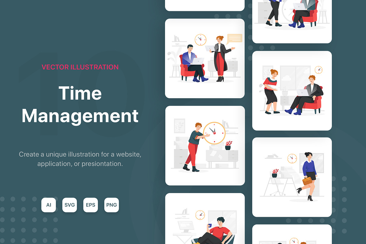 M74_Time Management Illustrations in Illustrations - product preview 8