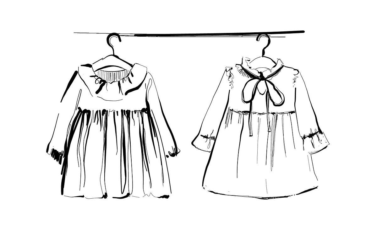 Baby girl dress. Clothes sketch in Illustrations - product preview 8
