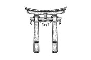 Torii Japanese gate sketch vector