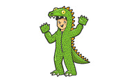 Boy kid dressed as dinosaur sketch