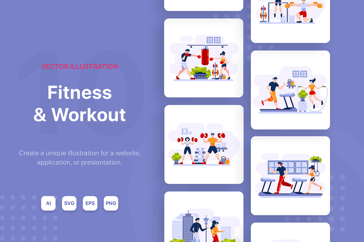 M80_Fitness & Workout Illustrations in Illustrations - product preview 8