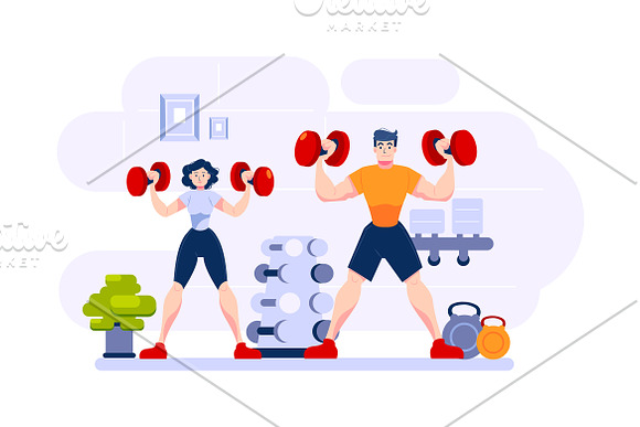 M80_Fitness & Workout Illustrations in Illustrations - product preview 2