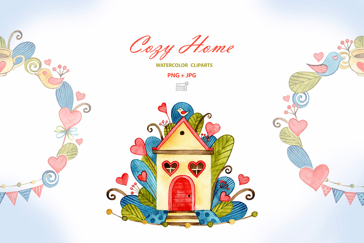 Watercolor cute house in Graphics - product preview 8
