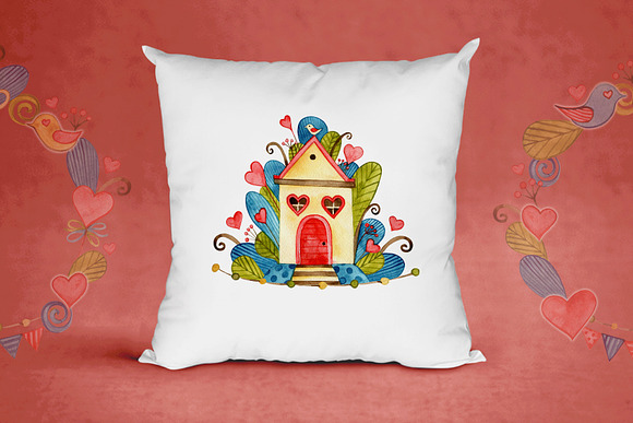 Watercolor cute house in Graphics - product preview 3