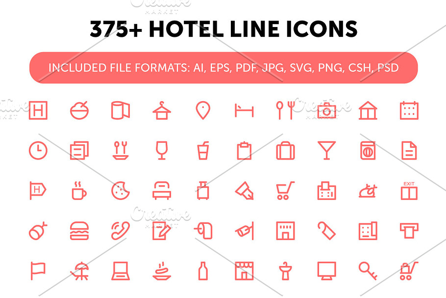 375+ Hotel Line Icons