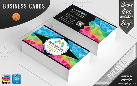Colorful Geometric Business Cards in Business Card Templates - product preview 4