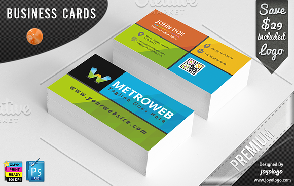 Metro Style Flat Business Cards in Business Card Templates - product preview 4