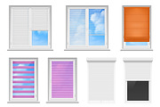 Window blinds colored flat set