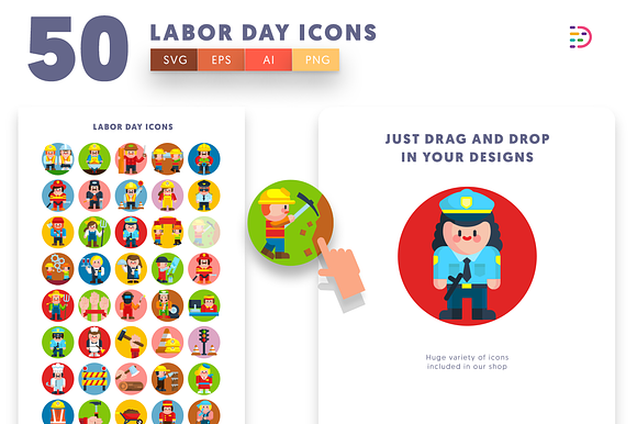 50 Labor Day Icons in Icons - product preview 1