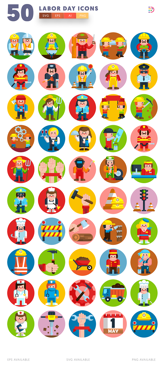 50 Labor Day Icons in Icons - product preview 2