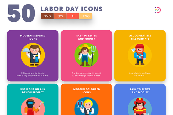 50 Labor Day Icons in Icons - product preview 3