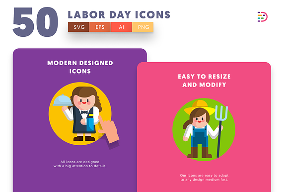 50 Labor Day Icons in Icons - product preview 5
