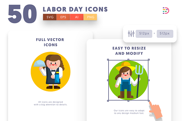 50 Labor Day Icons in Icons - product preview 6