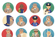 Private detective icons set