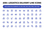 200+ Logistics Delivery Line Icons