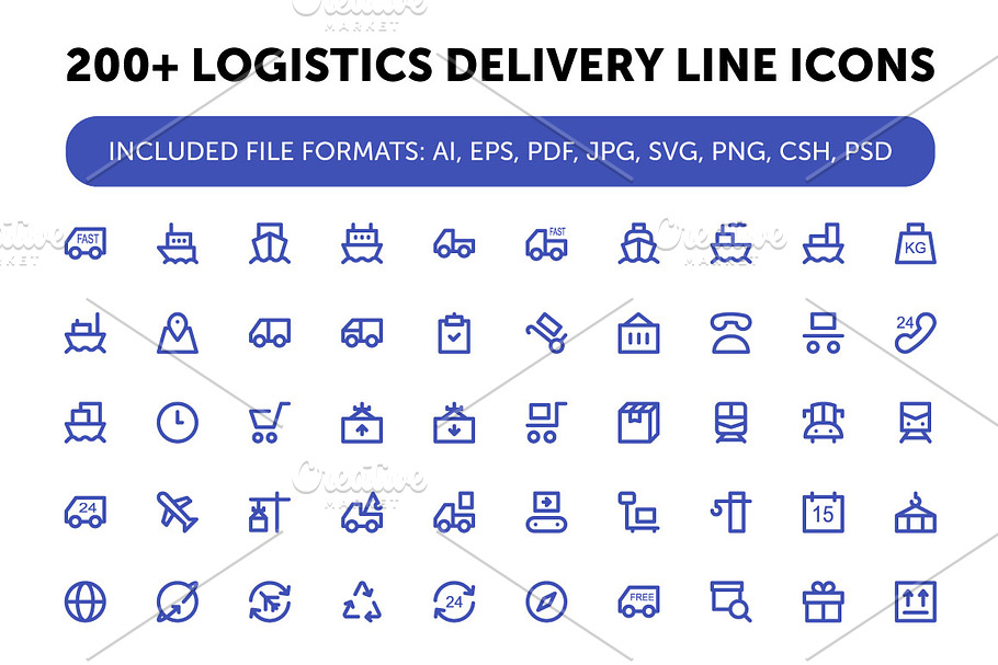 200+ Logistics Delivery Line Icons