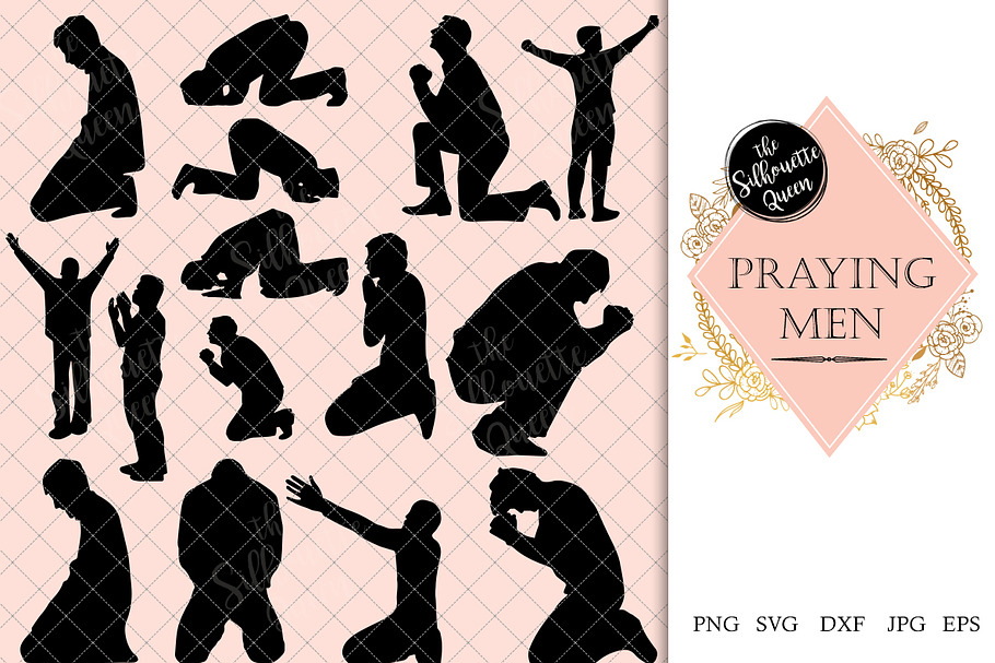 Man Praying  Silhouette Vector in Illustrations - product preview 8