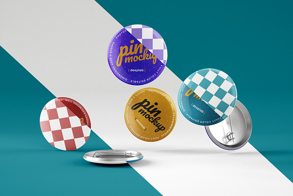 Glossy Button Pin Mockup Set in Branding Mockups - product preview 15