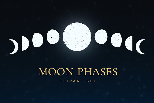 Moon Phases Clip Art Set