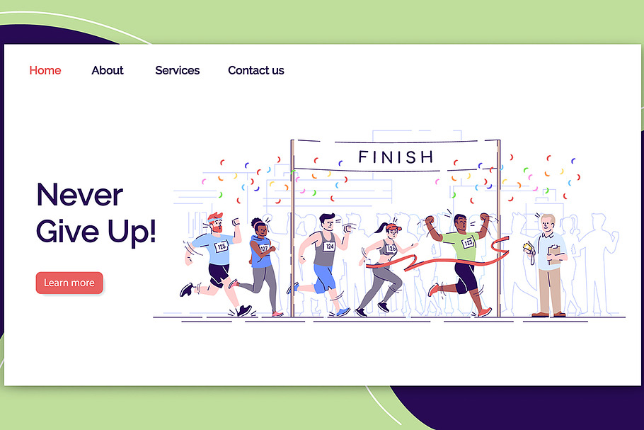 Never give up landing page template
