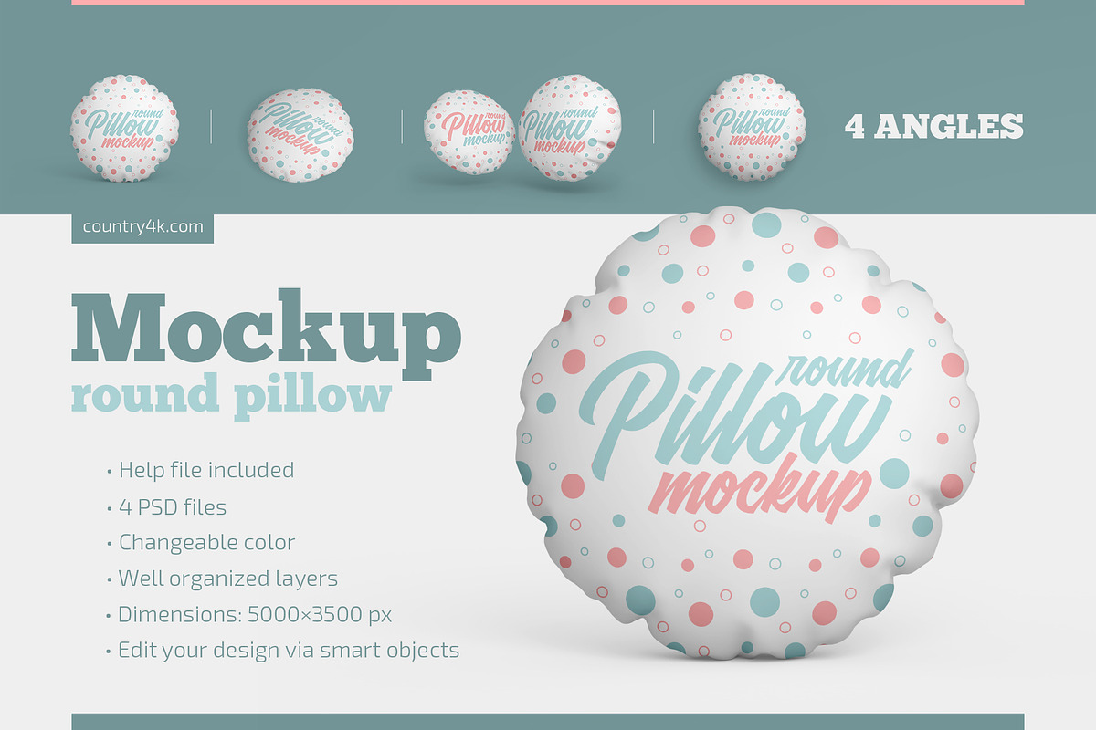Round Pillow Mockup Set in Product Mockups - product preview 8
