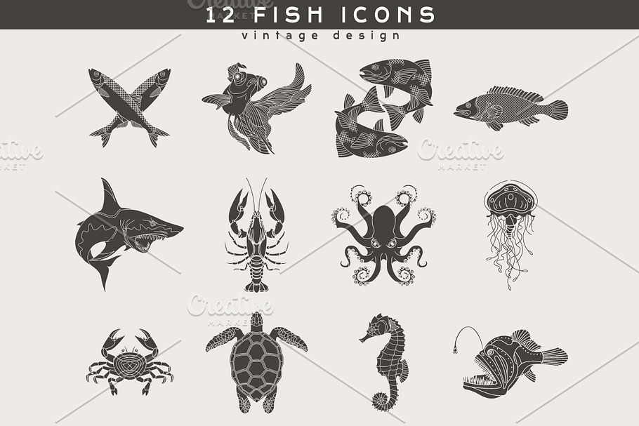 12 Fish Logos in Logo Icons - product preview 8