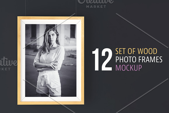12 Wood Photo Frames Mock-up. in Branding Mockups - product preview 3
