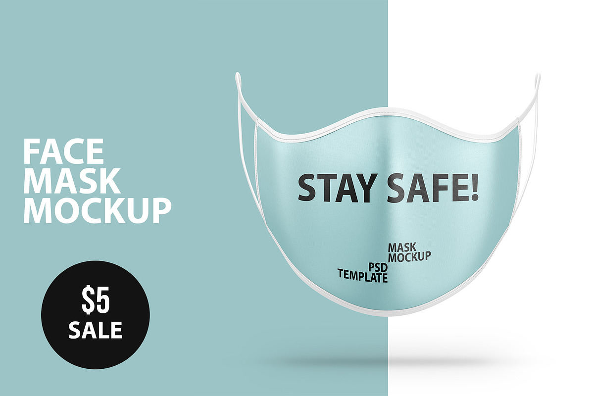 Face Mask PSD Mockup in Product Mockups - product preview 8