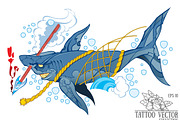 Shark tattoo vector