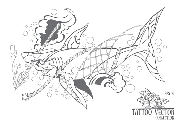 Shark tattoo vector in Illustrations - product preview 1
