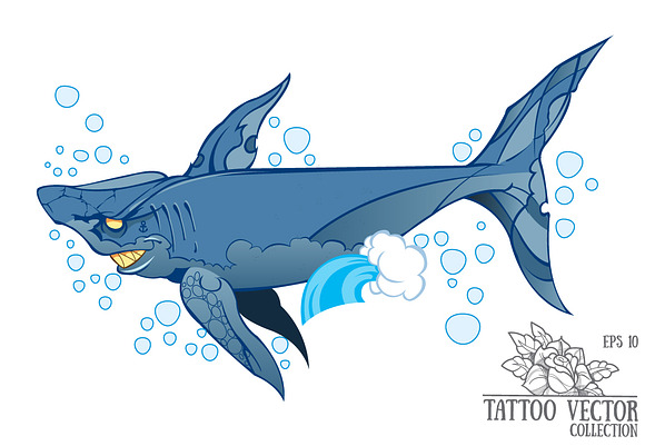 Shark tattoo vector in Illustrations - product preview 3