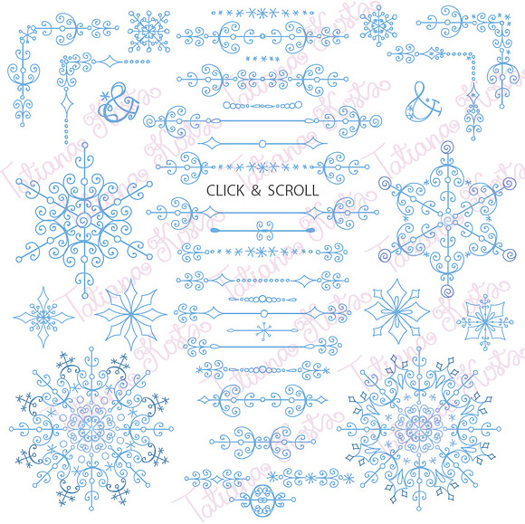 Winter borders,snowflakes,decor in Illustrations - product preview 1