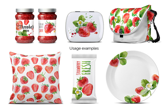Watercolor Strawberry in Illustrations - product preview 2