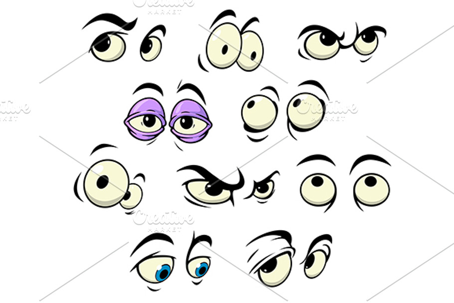 Cartoon eyes with different expressi in Graphics - product preview 8