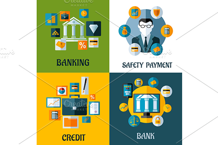 Set of banking and financial flat de in Graphics - product preview 8