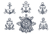 Vintage marine and nautical icons