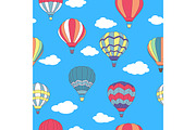 Seamless pattern of flying hot air b