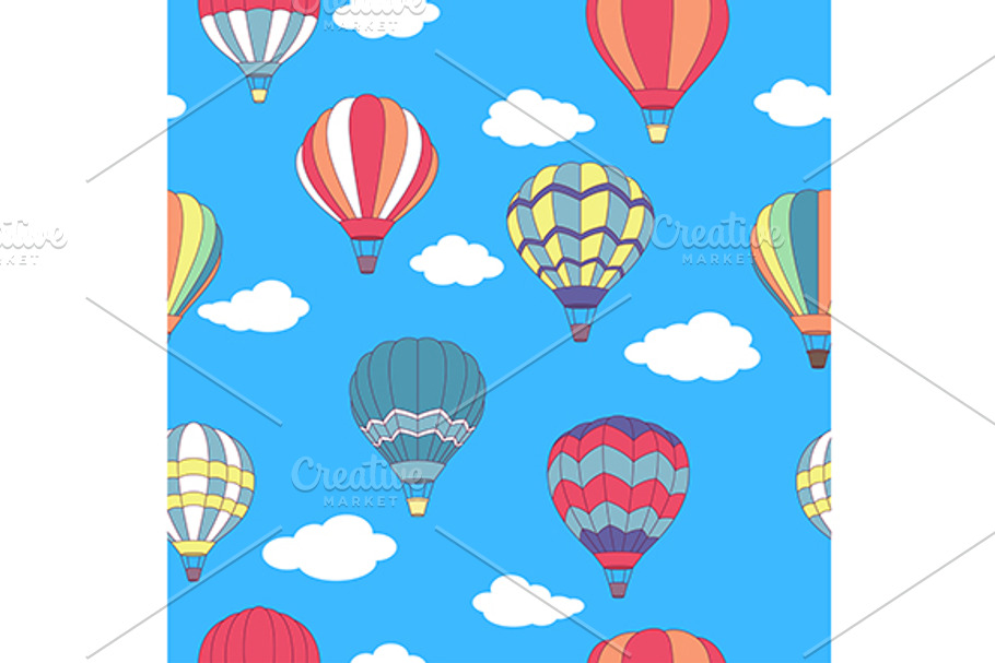 Seamless pattern of flying hot air b in Graphics - product preview 8