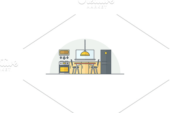 Interior design. Line illustrations. in Illustrations - product preview 1