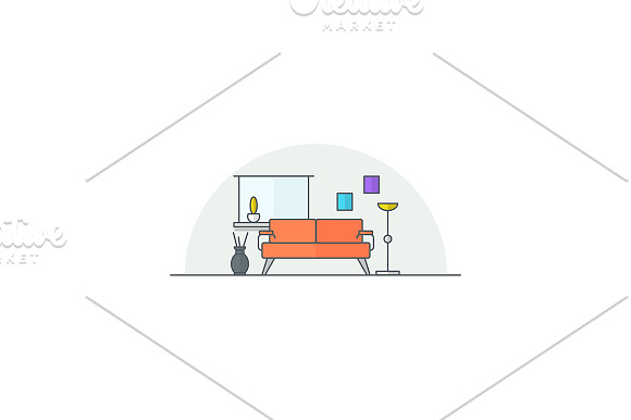 Interior design. Line illustrations. in Illustrations - product preview 2