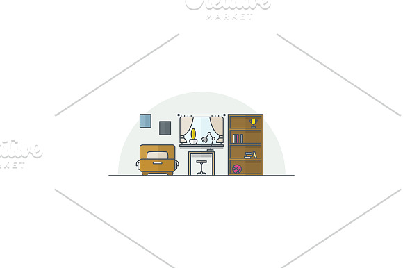 Interior design. Line illustrations. in Illustrations - product preview 4